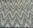 Bray Flamestitch Linen Fabric - Black, White, Silver Gray Chevron Pattern, 54" Width (1 Yard)