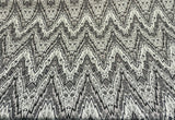 Bray Flamestitch Linen Fabric - Black, White, Silver Gray Chevron Pattern, 54" Width (1 Yard)