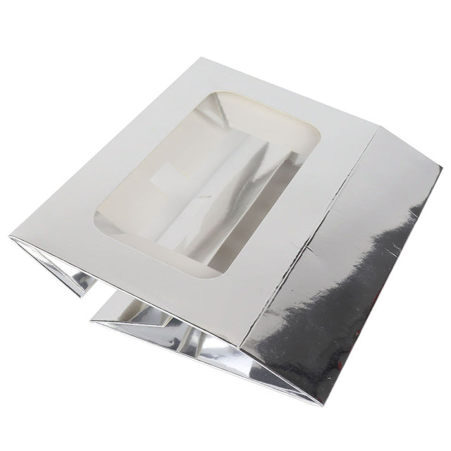 O'Creme Silver Treat Box with Window, 8.5" x 5.5" x 2", Case of 200