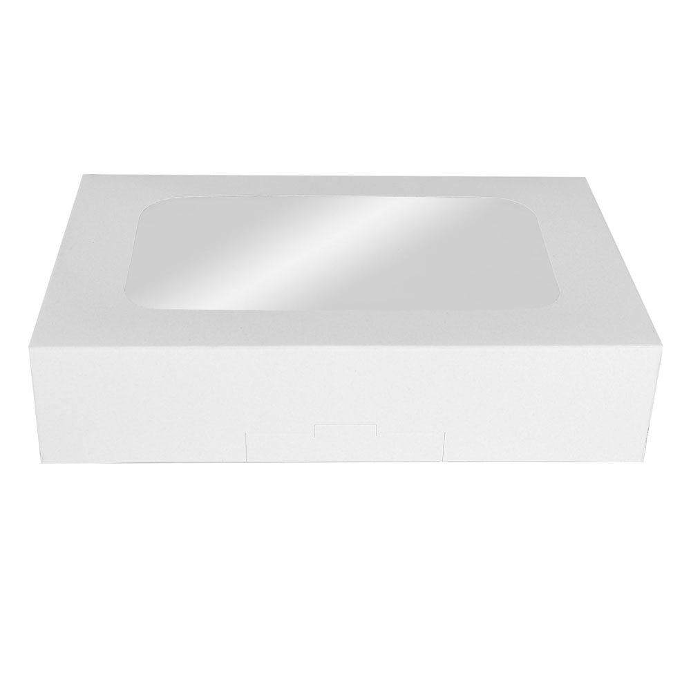 O'Creme White Treat Box with Window, 8.5" x 5.5" x 2", Pack of 5