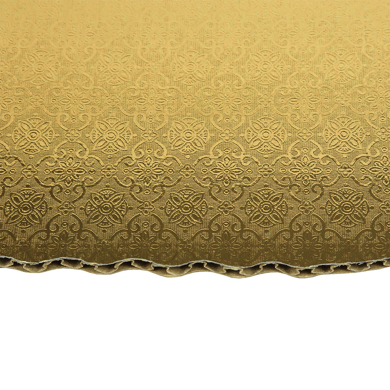 Gold Rectangular Scalloped Corrugated Full Size Cake Board 17" x 25" - Pack of 10