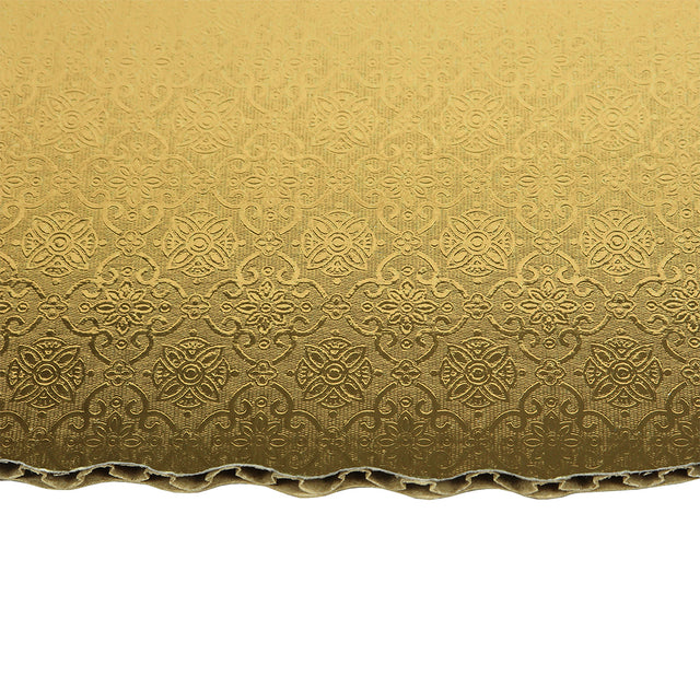 Gold Rectangular Scalloped Corrugated Full Size Cake Board 17" x 25" - Pack of 10