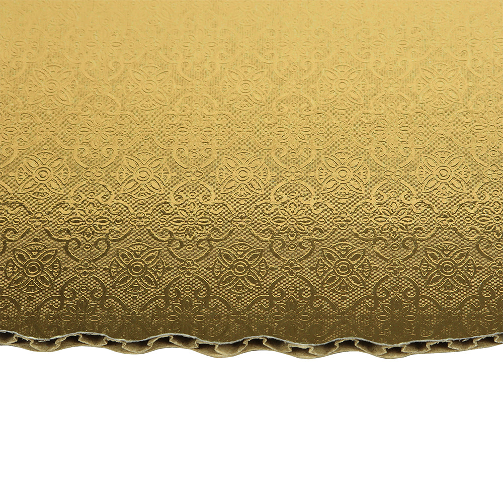 Gold Rectangular Scalloped Corrugated Half Size Cake Board 14" x 18" - Pack of 10