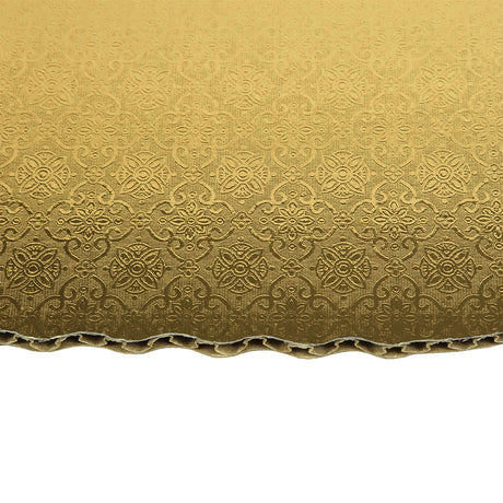 Gold Rectangular Scalloped Corrugated Half Size Cake Board 14" x 18" - Pack of 10