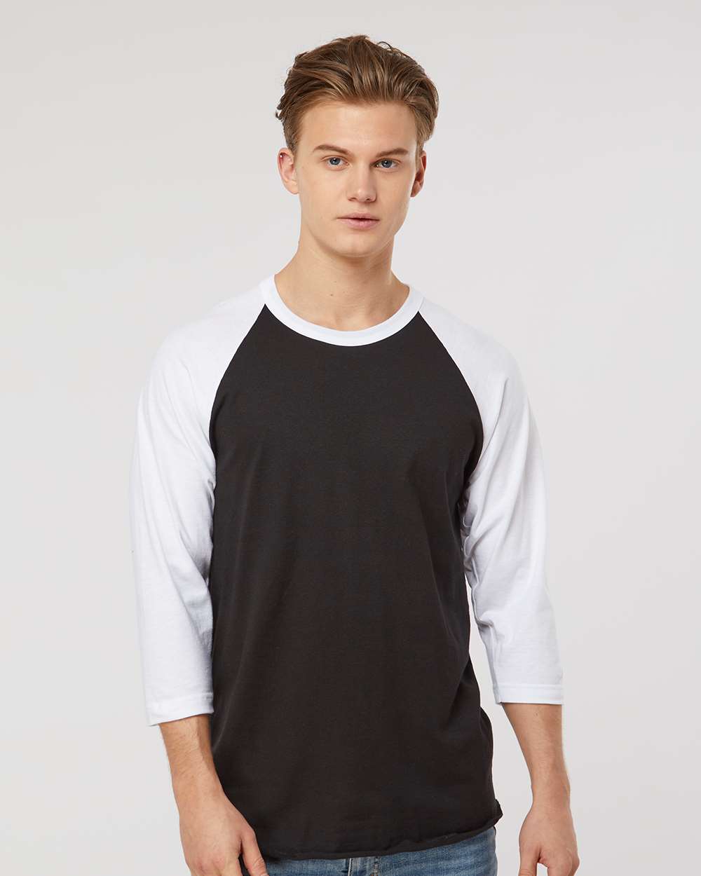 TULTEX® Fine Jersey Raglan Crewneck Three-Quarter Sleeve Tee