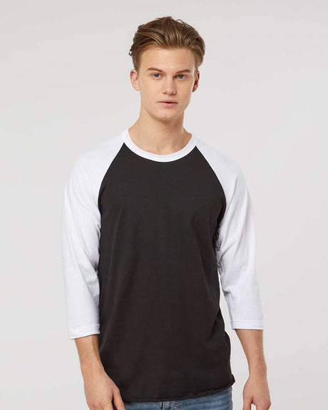 TULTEX® Fine Jersey Raglan Crewneck Three-Quarter Sleeve Tee