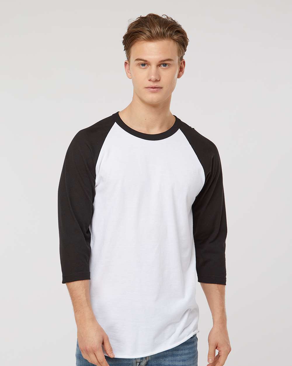 TULTEX® Fine Jersey Raglan Crewneck Three-Quarter Sleeve Tee
