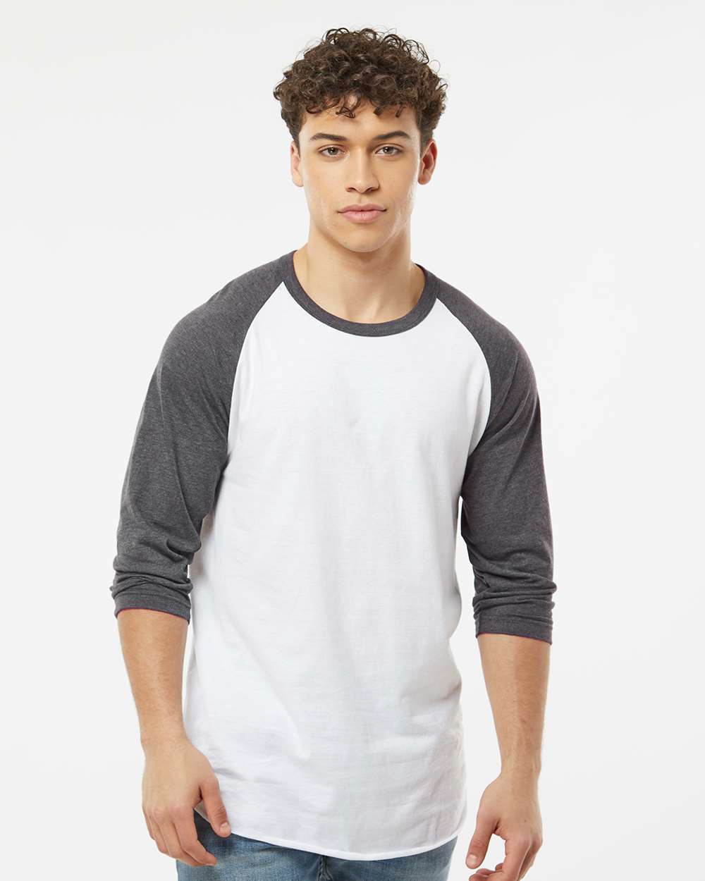 TULTEX® Fine Jersey Raglan Crewneck Three-Quarter Sleeve Tee