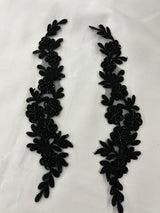 Beaded Corded Floral Lace Applique