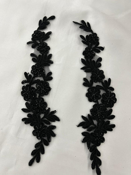 Beaded Corded Floral Lace Applique