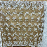1 Yard Corded Bridal Lace Fabric Embroidered on 100% Polyester Net Mesh, 52" Wide