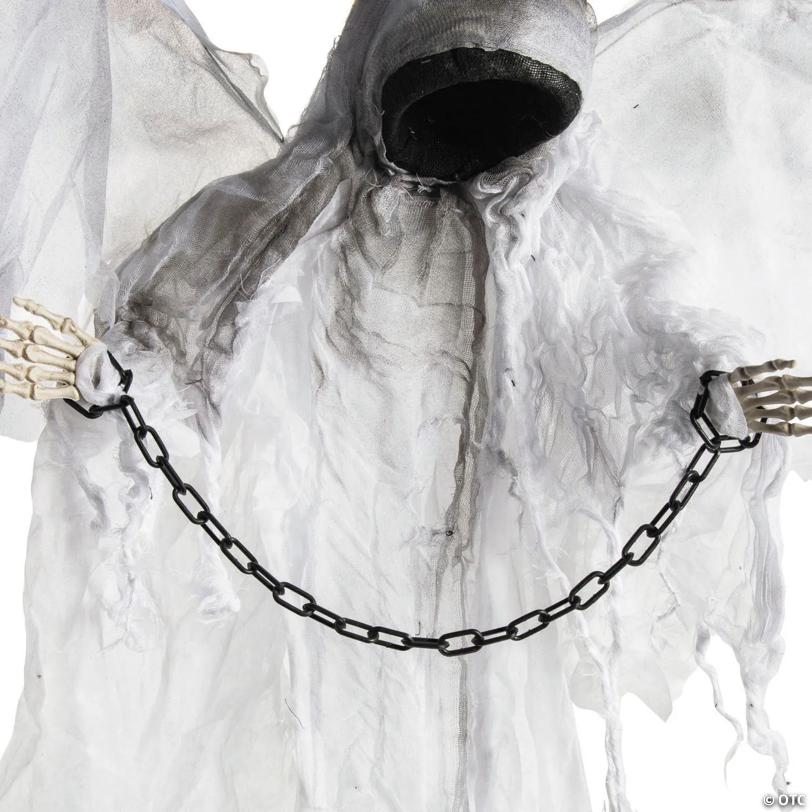 35 1/2" Animated Hanging Faceless Specter with Wings Halloween Decoration