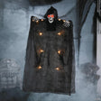 35 1/2" Hanging Light-Up Skeleton with Hooded Black Cloak Halloween Decoration