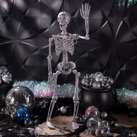 RADYAN Hanging Skeleton with Multicolor Jewelry Halloween Decoration shown in a clear product image