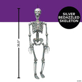35 1/2" Hanging Silver Skeleton with Multicolor Jewelry Halloween Decoration