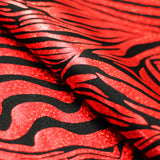 Roxy Zebra Nylon Spandex Fabric - Sparkly Hologram Zebra Print, Fuchsia, Green, Red, Silver, Gold On Black, 58-60" Width (1 Yard)