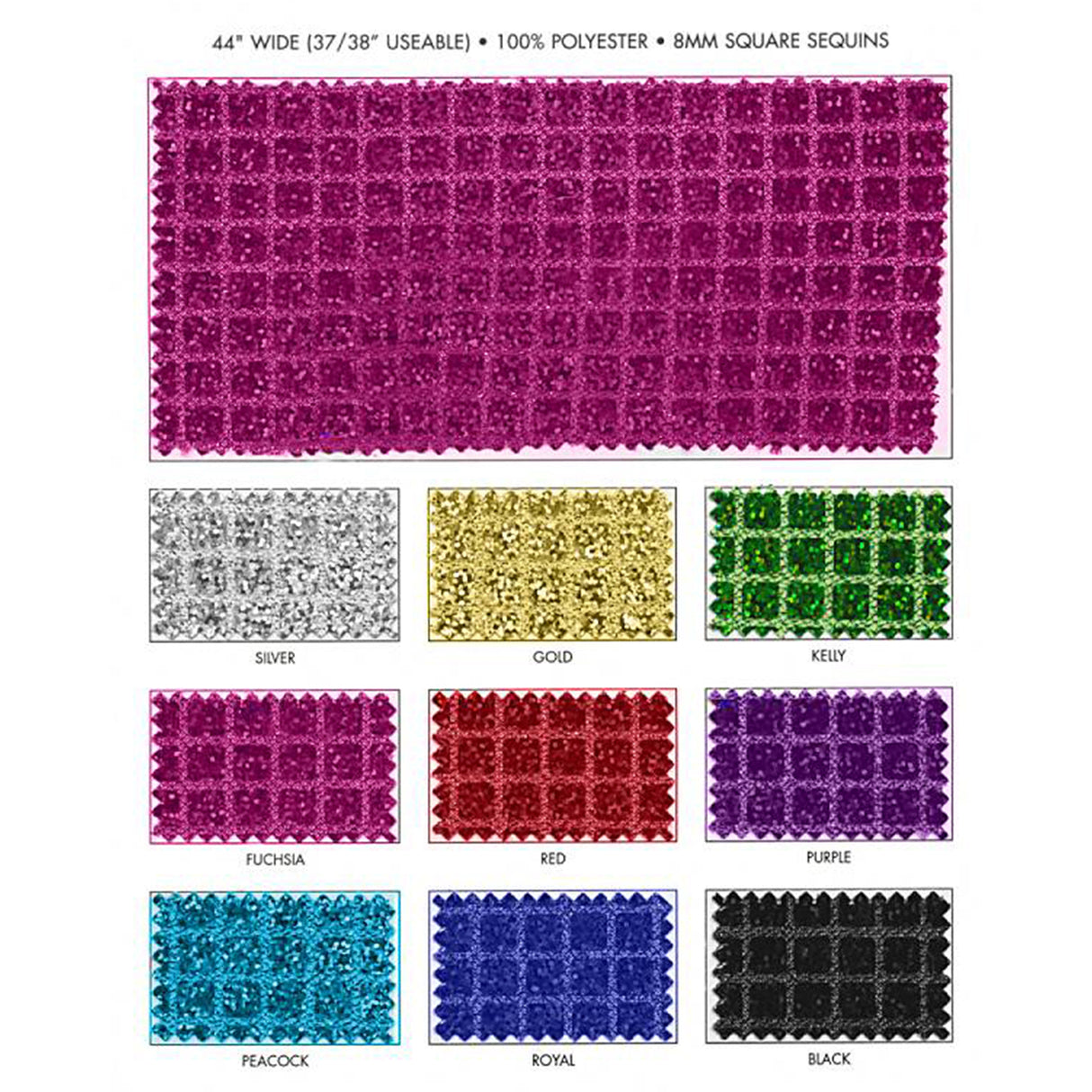Hologram Spotlight Sequin Polyester Fabric - Kelly/Purple Hologram Sequin, 44" Wide (Rolled On Tube)