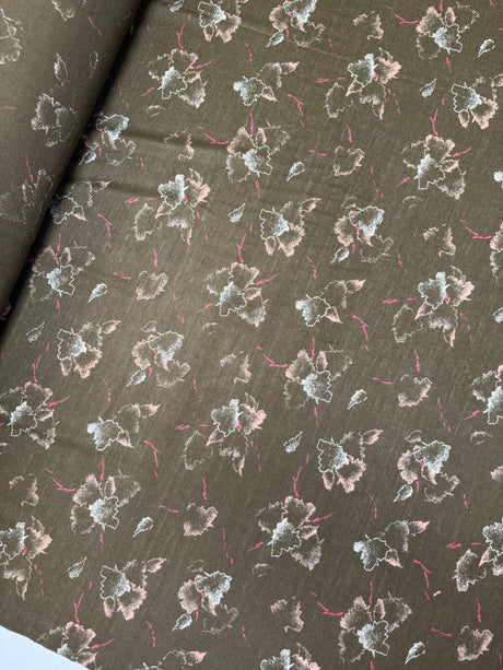 Acrylic Knit Printed Green Stretch Fabric