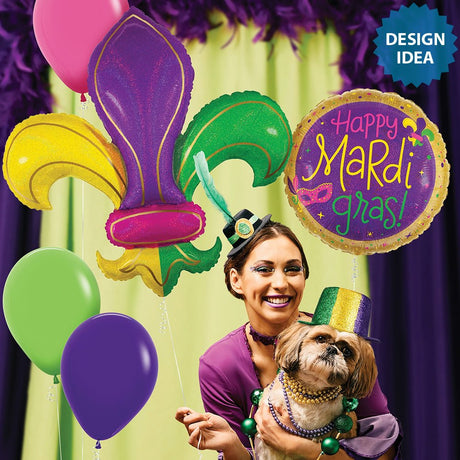 Foil Balloon 36 Inch Colorful Fleur De Lis