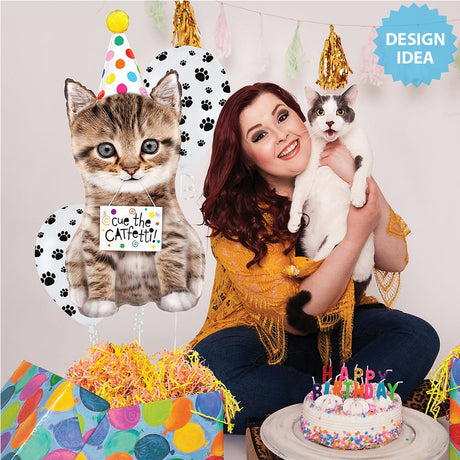 Foil Balloon Girls 36 Inch Cue The Catfetti Cat