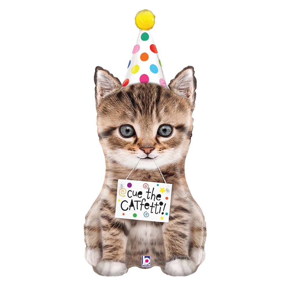 Foil Balloon Girls 36 Inch Cue The Catfetti Cat