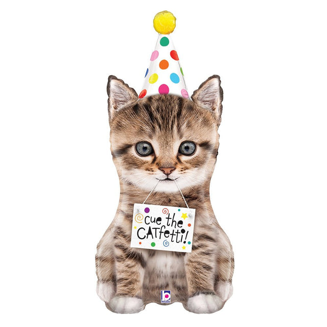 Foil Balloon Girls 36 Inch Cue The Catfetti Cat