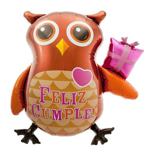 Foil Balloon Feliz Cumpleanos Owl