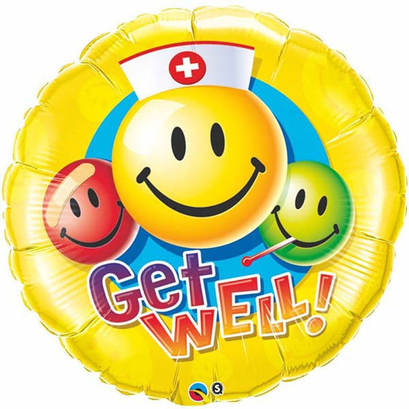 Foil Balloon Get Well Smiley Faces 36 Inch