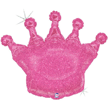 Foil Balloon Girls Glittering Crown Pink 36 Inch
