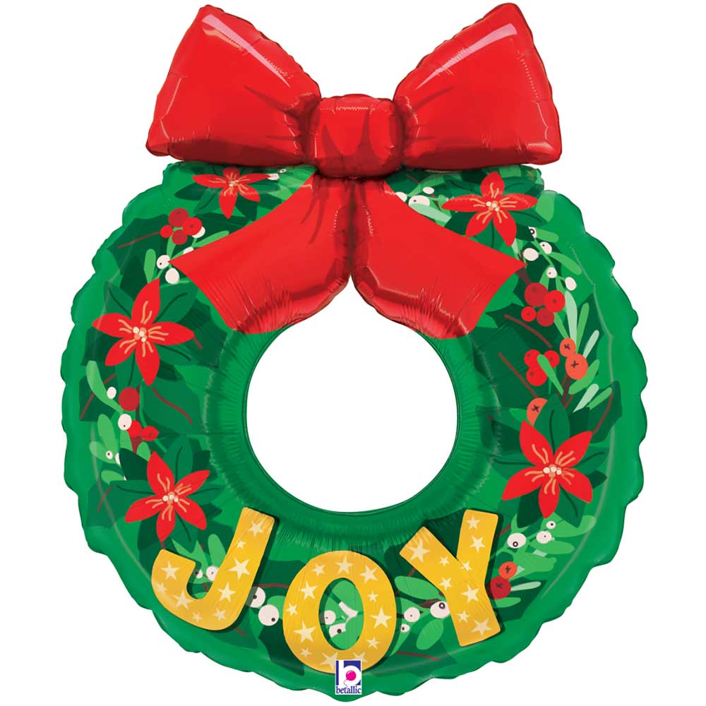 Foil Balloon 36 Inch Joy Wreath
