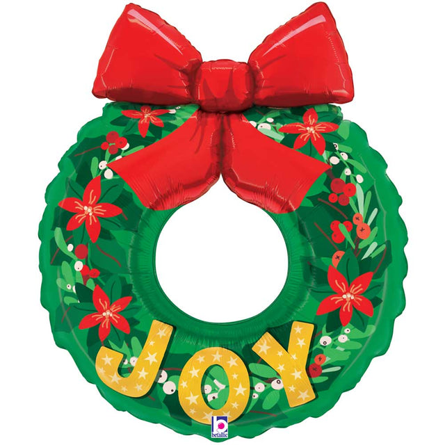 Foil Balloon 36 Inch Joy Wreath
