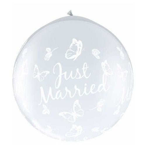 Latex Balloons 36 Inch Just Married Butterflies