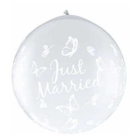 Latex Balloons 36 Inch Just Married Butterflies