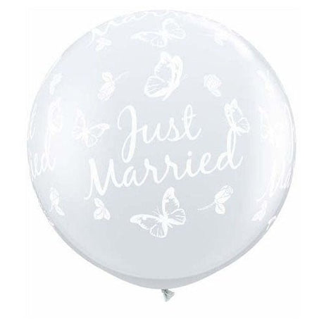 Latex Balloons 36 Inch Just Married Butterflies-A-Round