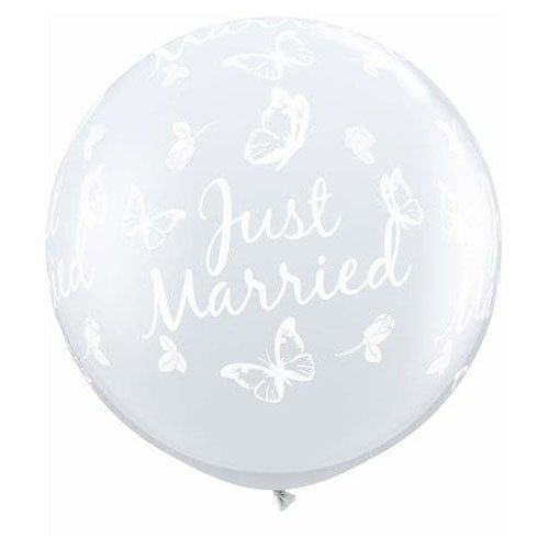 Latex Balloons 36 Inch Just Married Butterflies-A-Round