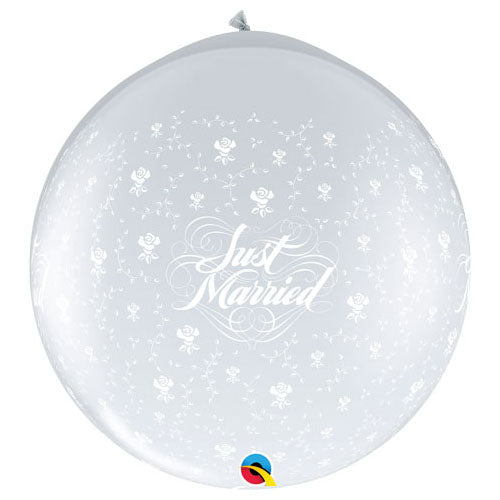 Latex Balloons Just Married Flowers-A-Round 36 Inch