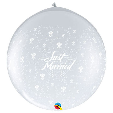 Latex Balloons Just Married Flowers-A-Round 36 Inch