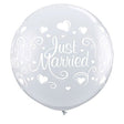 Latex Balloons 36 Inch Just Married Hearts Wrap
