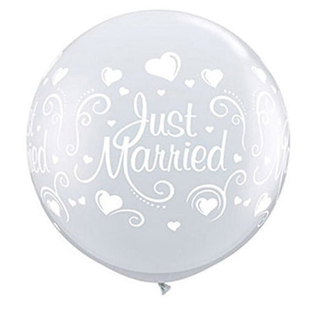 Latex Balloons 36 Inch Just Married Hearts Wrap