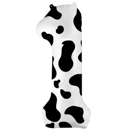 Foil Balloon Number 1 Cow Print