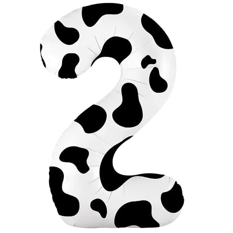 Foil Balloon Number 2 Cow Print