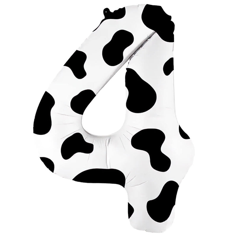 Foil Balloon Number 4 Cow Print