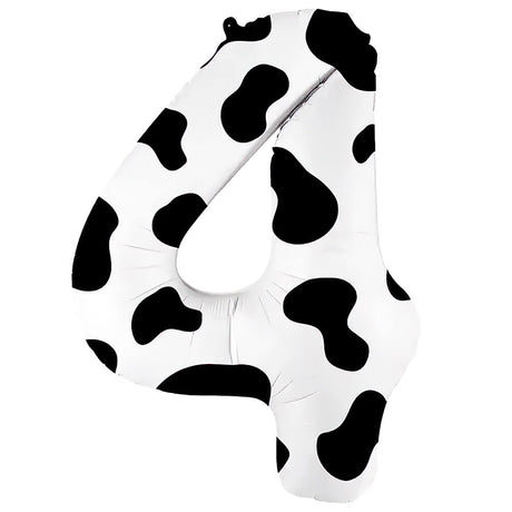 Foil Balloon Number 4 Cow Print