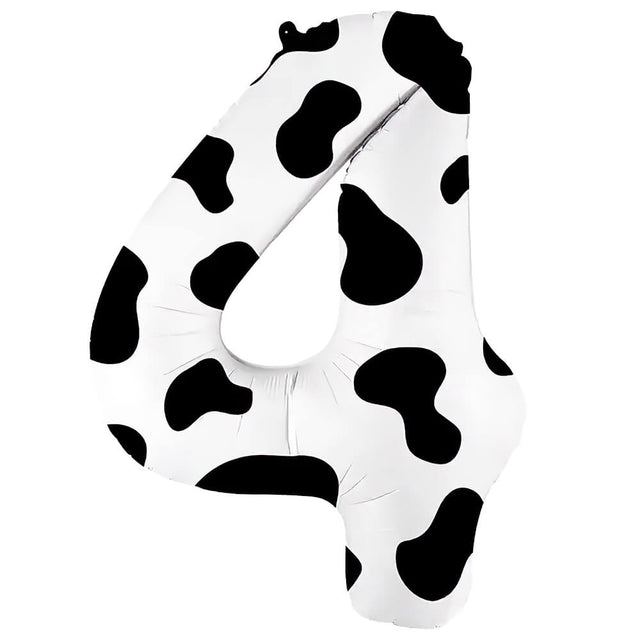 Foil Balloon Number 4 Cow Print