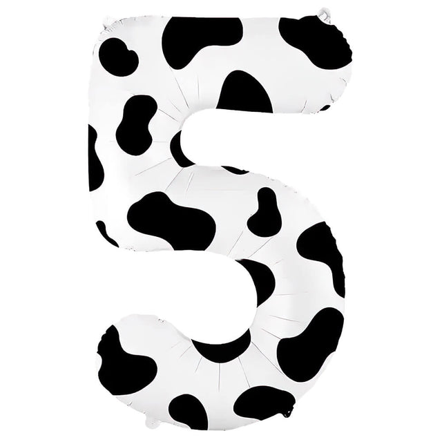 Foil Balloon Number 5 Cow Print