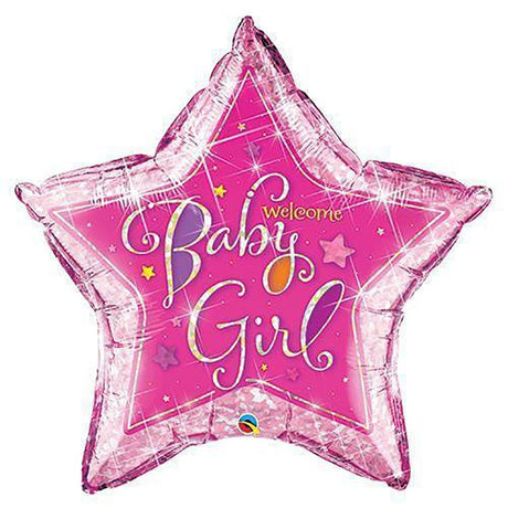 Foil Balloon Welcome Baby Girl Stars