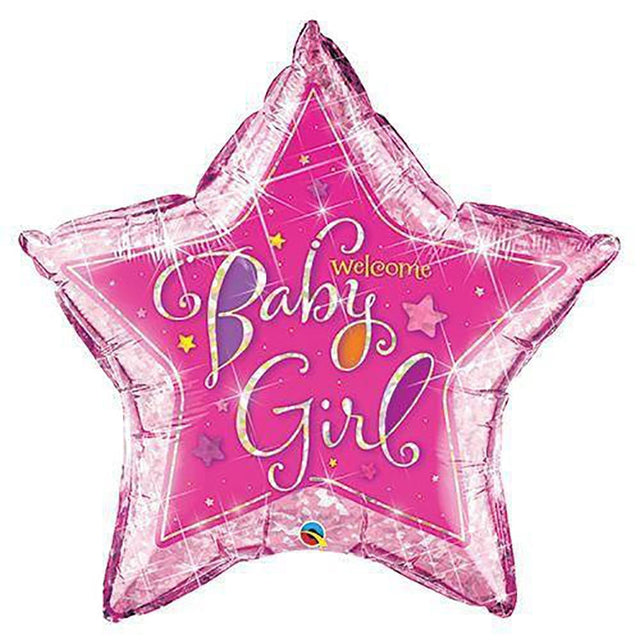 Foil Balloon Welcome Baby Girl Stars