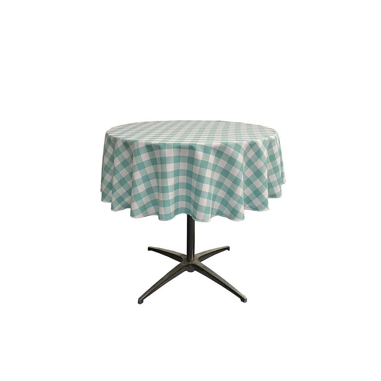 36" Round Tablecloth Polyester Fabric - Checkered Gingham Plaid, 36" Diameter (1 Piece)