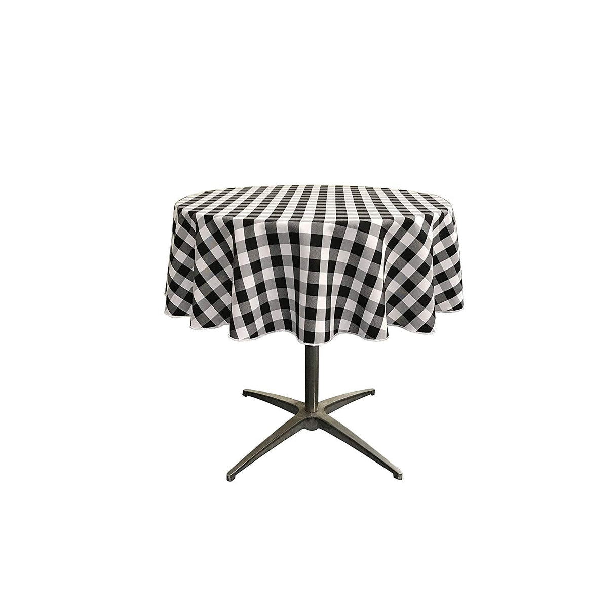 36" Round Tablecloth Polyester Fabric - Checkered Gingham Plaid, 36" Diameter (1 Piece)