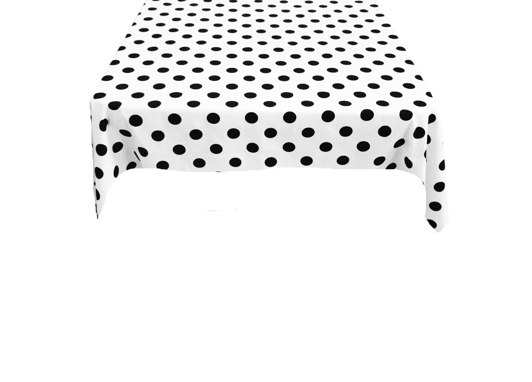 36" X 36" Square Small Polka Dot Poly Cotton Fabric - Black Dot On White, 36" X 36" (1 Piece)